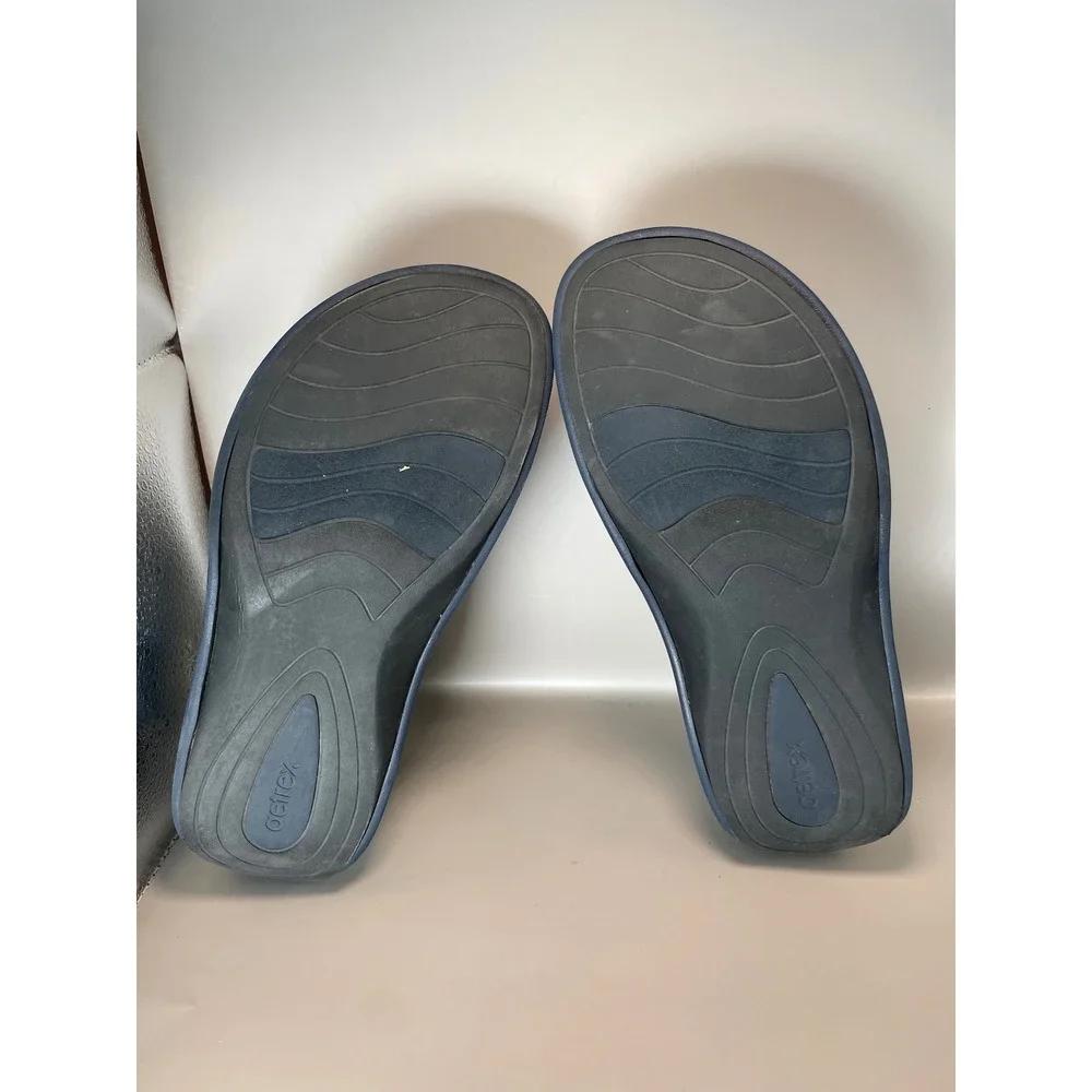 Aetrex Jillian Sport Sandals Metallic Navy Blue Orthotic Arch Support Womens 7